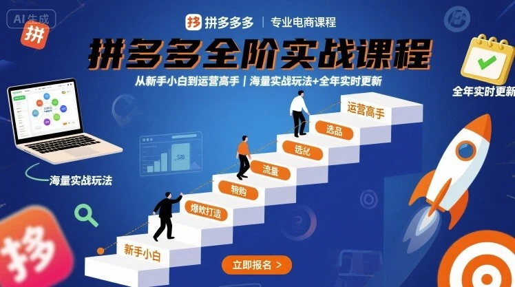 【精】拼多多全阶实战课程,从新手小白到运营高手,海量实战玩法+全年实时更新【2025年10月更新】-创客之家