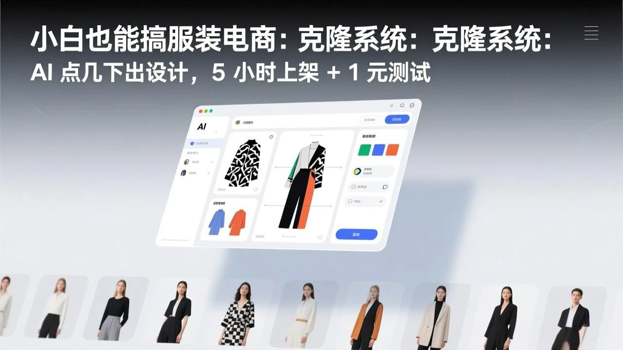 【精】小白也能搞服装电商：克隆系统：AI 点几下出设计，5 小时上架 + 1 元测试-创客之家