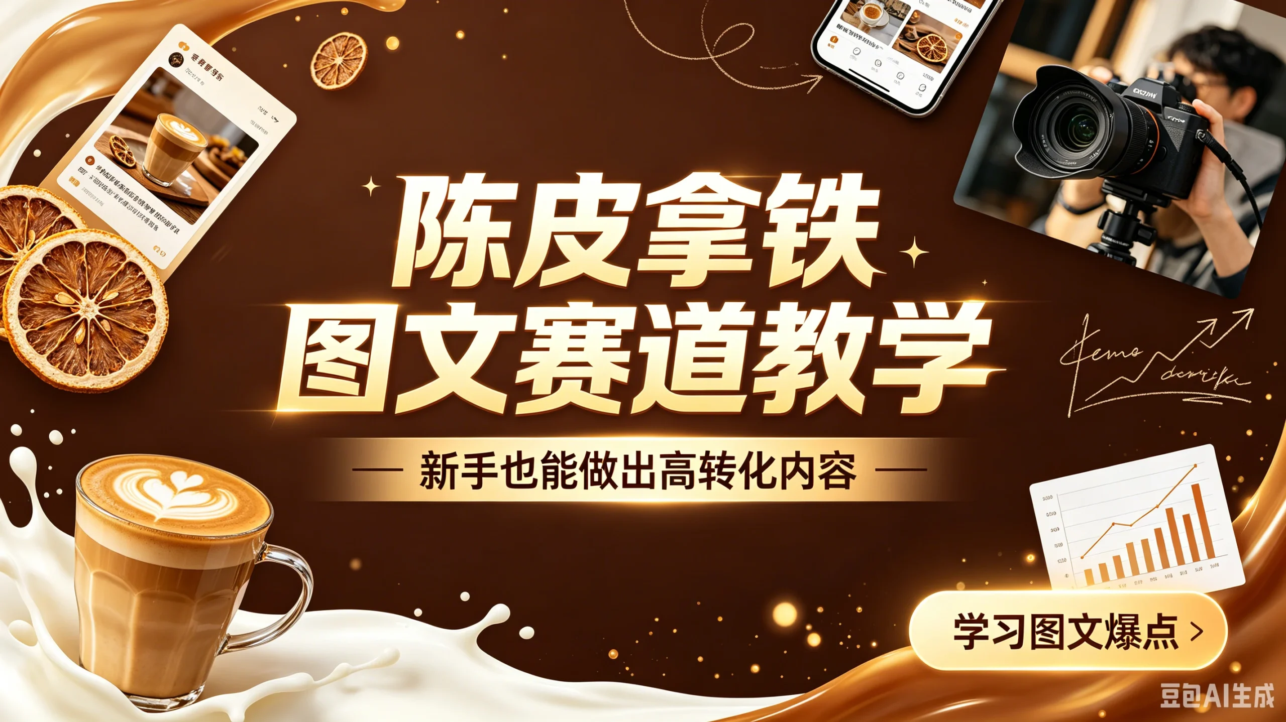 陈皮拿铁图文赛道教学，新手也能做出高转化内容-创客之家