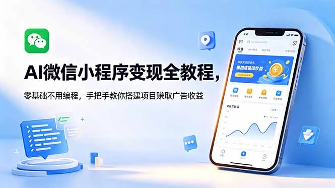 【精】AI微信小程序变现全教程,零基础不用编程,手把手教你搭建项目赚取广告收益-创客之家
