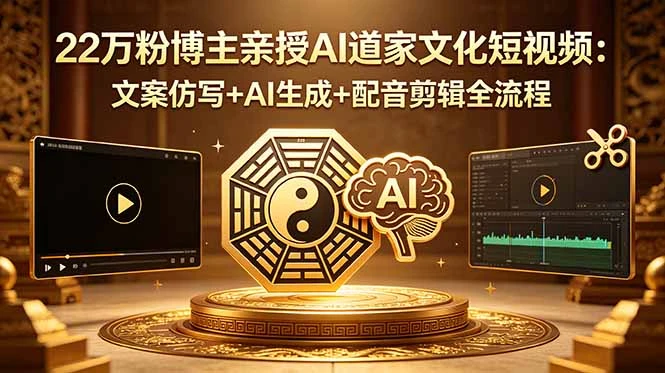 22万粉博主亲授AI道家文化短视频:文案仿写+AI生成+配音剪辑全流程-创客之家