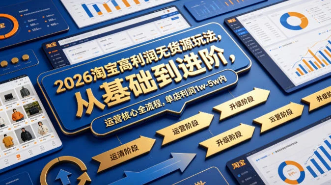 【精】2026淘宝高利润无货源玩法，从基础到进阶，运营核心全流程，单店利润1w-5w内-创客之家