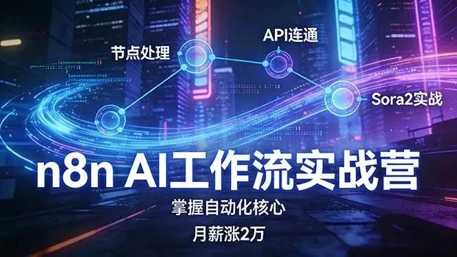 【精】n8n AI工作流实战营，节点处理+API连通+Sora2实战，掌握自动化核心月薪涨2万-创客之家
