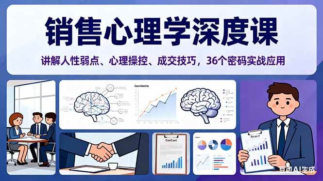 （16456期）销售心理学深度课，讲解人性弱点、心理操控、成交技巧，36个密码实战应用-创客之家