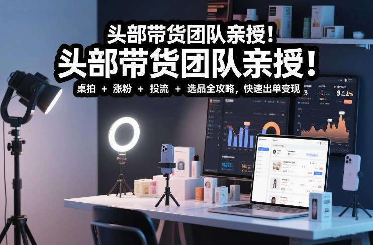 【精】头部带货团队亲授!专业短视频实拍带货课:桌拍+涨粉+投流+选品全攻略,快速出单变现,月入2w+-创客之家
