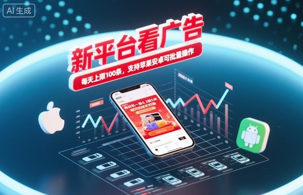 新平台看广告，养好机一条0.3到5米，每天上限100条，支持苹果安卓可批量操作-创客之家
