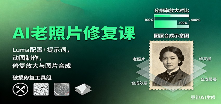 AI老照片修复课:Luma配置+提示词,动图制作,修复放大与图片合成-创客之家