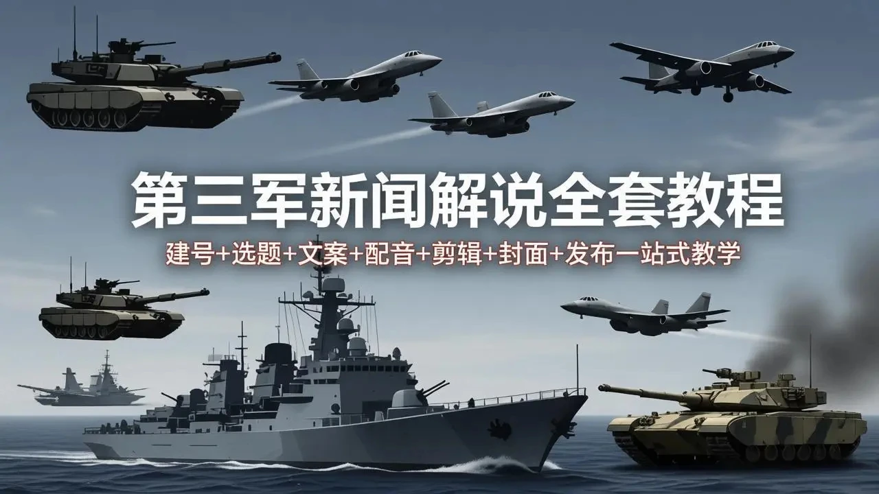 【精】第三军迷新闻解说全套教程：建号+选题+文案+配音+剪辑+封面+发布一站式教学-创客之家