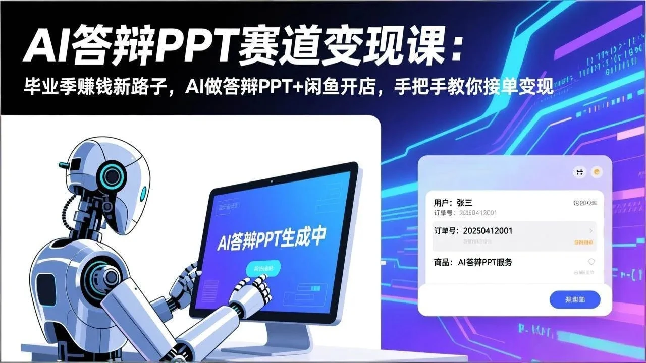 【精】AI答辩PPT赛道变现课：毕业季赚钱新路子，AI做答辩PPT+闲鱼开店，手把手教你接单变现-创客之家