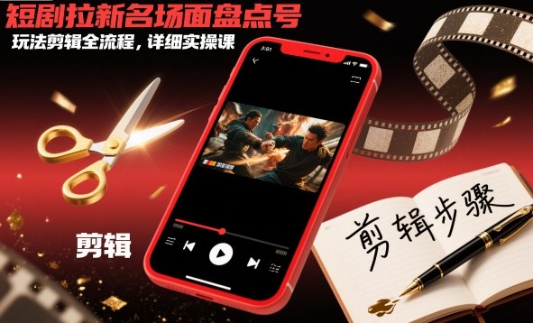 短剧拉新名场面盘点号玩法剪辑全流程,详细实操课-创客之家