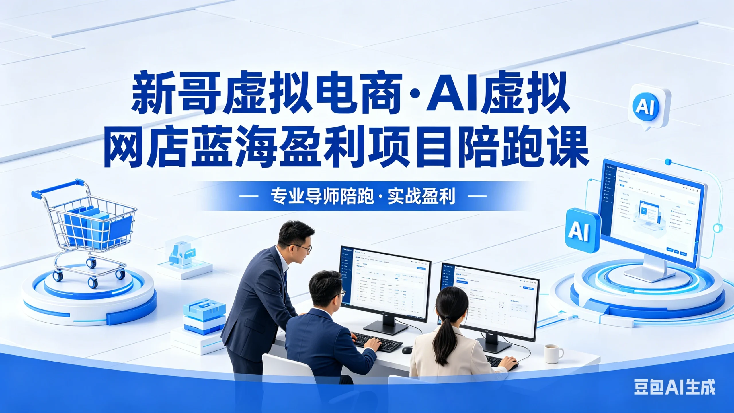 【精】新哥虚拟电商：AI虚拟网店蓝海盈利项目陪跑课，零货源开店运营全流程：选品+上架+发货+避坑+运营起店-创客之家