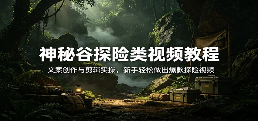 【精】神秘谷探险类视频教程：文案创作与剪辑实操，新手轻松做出爆款探险视频-创客之家