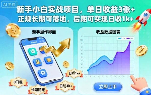 新手小白实战项目,单日收益3张+,正规长期可落地,后期可实现日收1k+【揭秘】-创客之家