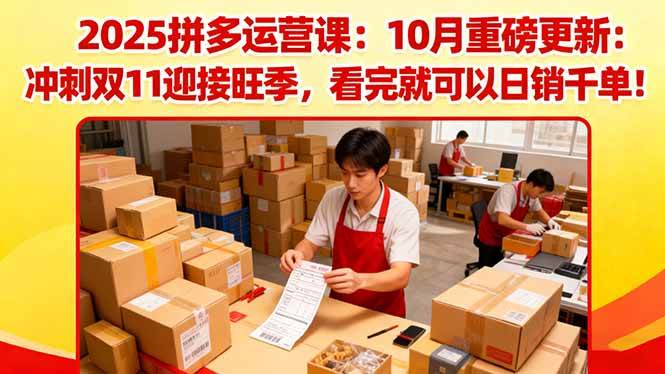 (16400期)2025拼多多运营课:10月重磅更新:冲刺双11迎接旺季,看完就可以日销千单-创客之家