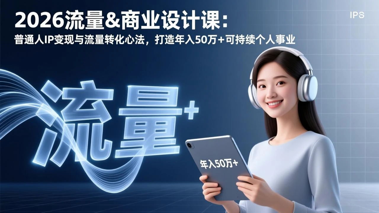 【精】2026流量&商业设计课:普通人IP变现与流量转化心法,打造年入50万+可持续个人事业-创客之家