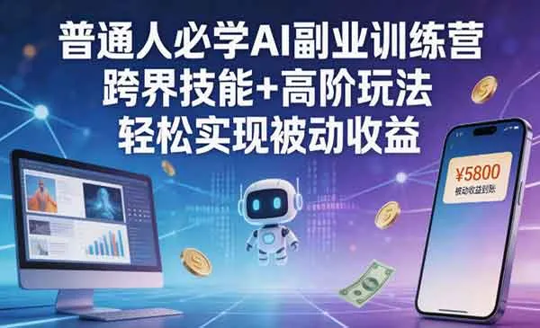 【精】普通人必学AI副业训练营,跨界技能+高阶玩法,轻松实现被动收益-创客之家