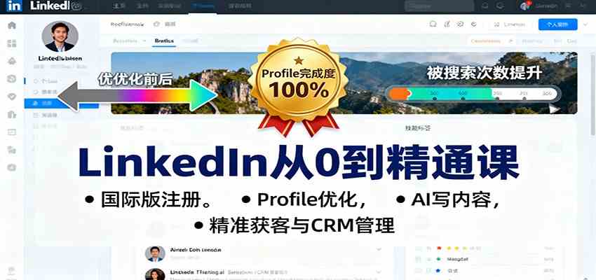 LinkedIn从0到精通课:国际版注册,Profile优化,AI写内容,精准获客与CRM管理-创客之家