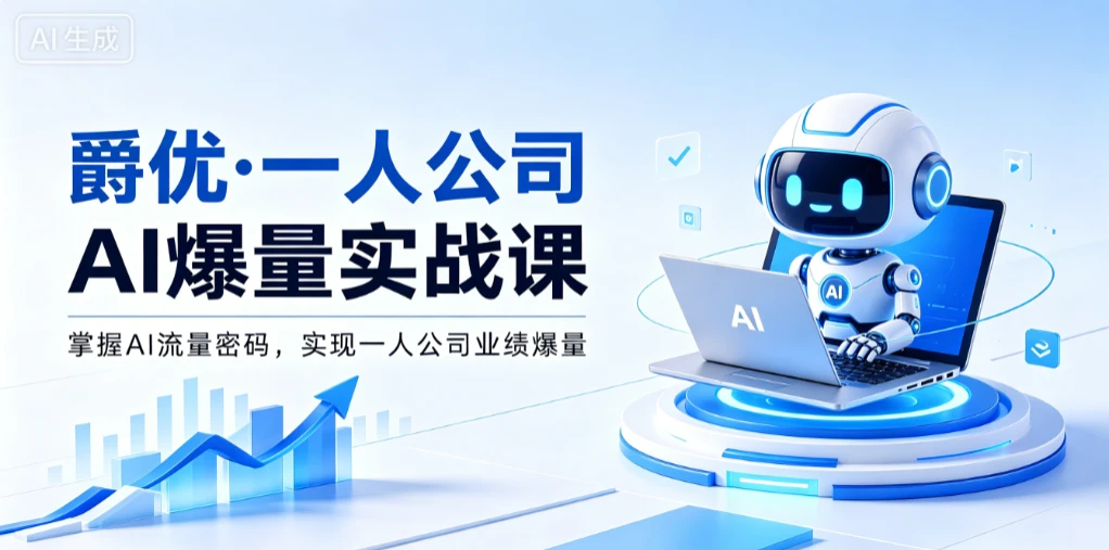 【精】爵优·一人公司AI爆量实战课:掌握AI流量密码,实现一人公司业绩爆量-创客之家