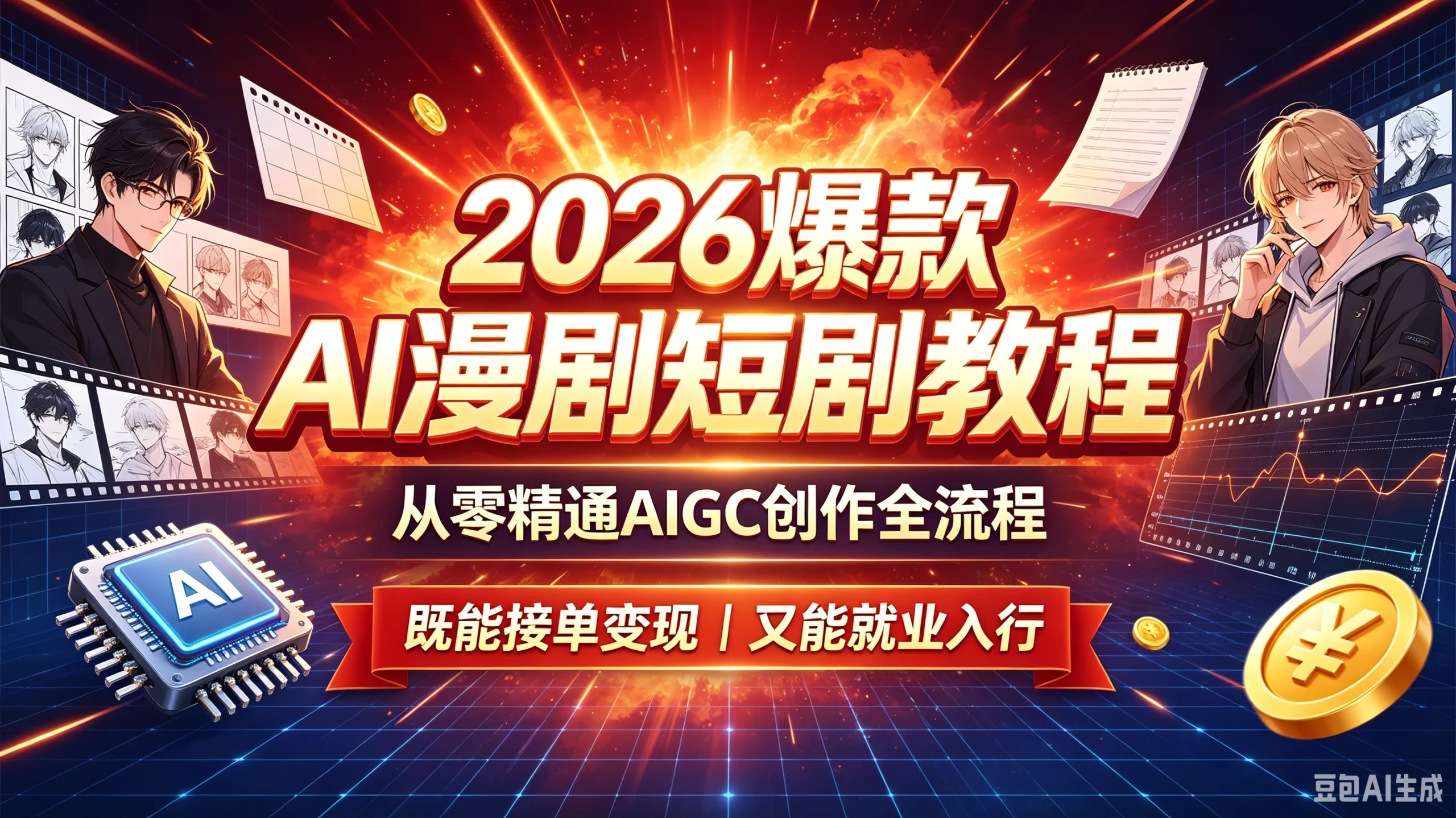 【精】2026 爆款 AI 漫剧短剧教程 从零精通 AIGC 创作全流程 既能接单变现又能就业入行-创客之家