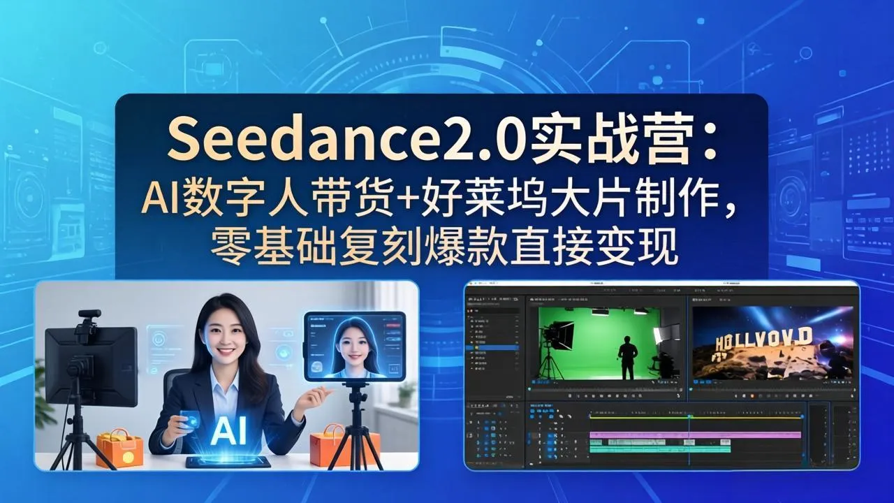 【精】Seedance2.0实战营：AI数字人带货+好莱坞大片制作，零基础复刻爆款直接变现-创客之家