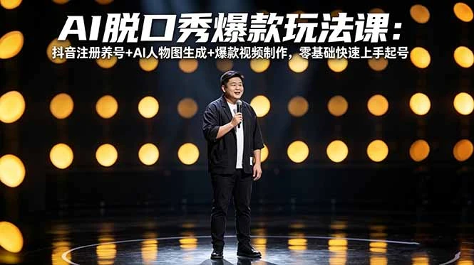 【精】AI脱口秀爆款玩法课：抖音注册养号+AI人物图生成+爆款视频制作，零基础快速上手起号-创客之家