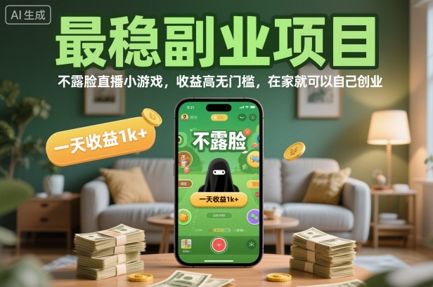 最稳副业项目,不露脸直播小游戏,收益高无门槛,一天收益1k+,在家就可以自己创业【揭秘】-创客之家