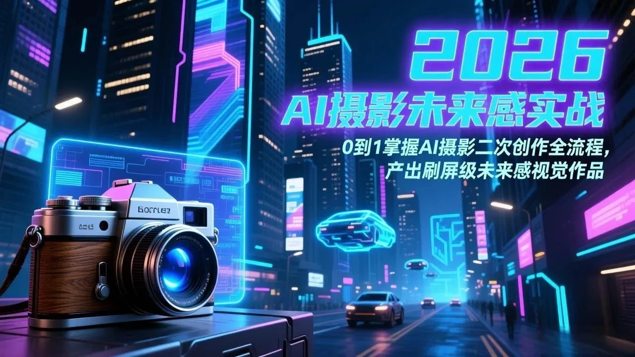 【精】2026 AI摄影未来感实战：0到1掌握AI摄影二次创作全流程，产出刷屏级未来感视觉作品-创客之家