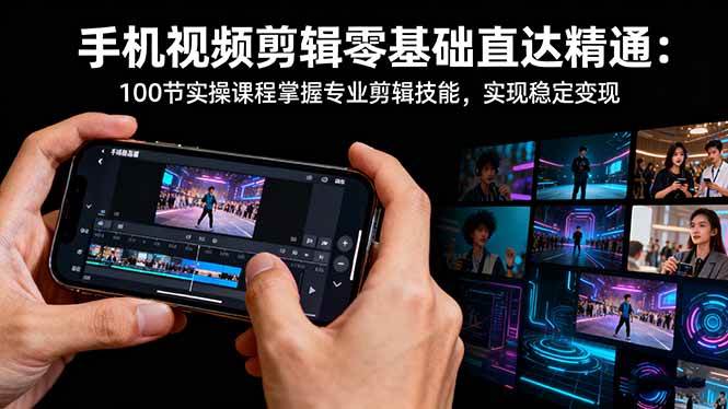 （16466期）手机视频剪辑零基础直达精通：100节实操课程掌握专业剪辑技能，实现稳…-创客之家
