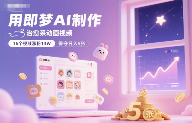 用即梦AI制作治愈系动画视频,16个视频涨粉13W,保守日入5张-创客之家