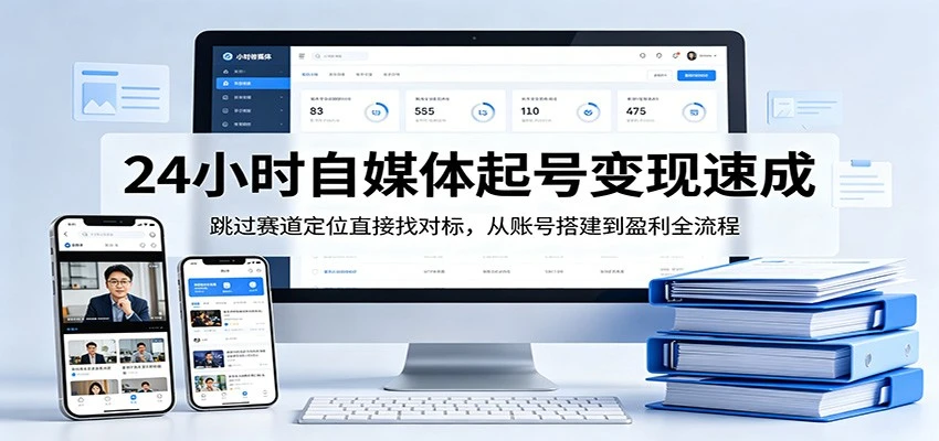 【精】24小时自媒体起号变现速成，跳过赛道定位直接找对标，从账号搭建到盈利全流程-创客之家