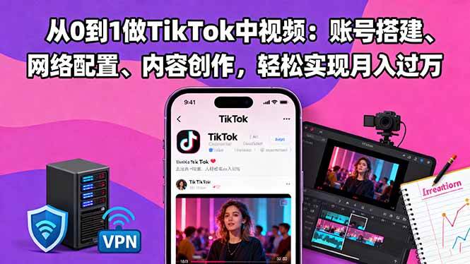 （16461期）从0到1做TikTok中视频：账号搭建、网络配置、内容创作，轻松实现月入过万-创客之家