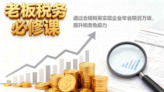 (16426期)老板税务必修课,通过合规税筹实现企业年省税百万级,提升税务免疫力-创客之家