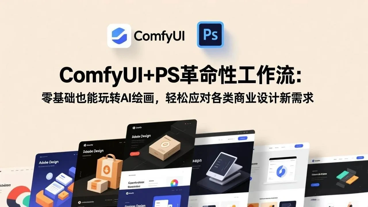 【精】ComfyUI+PS革命性工作流：零基础也能玩转AI绘画，轻松应对各类商业设计新需求-创客之家