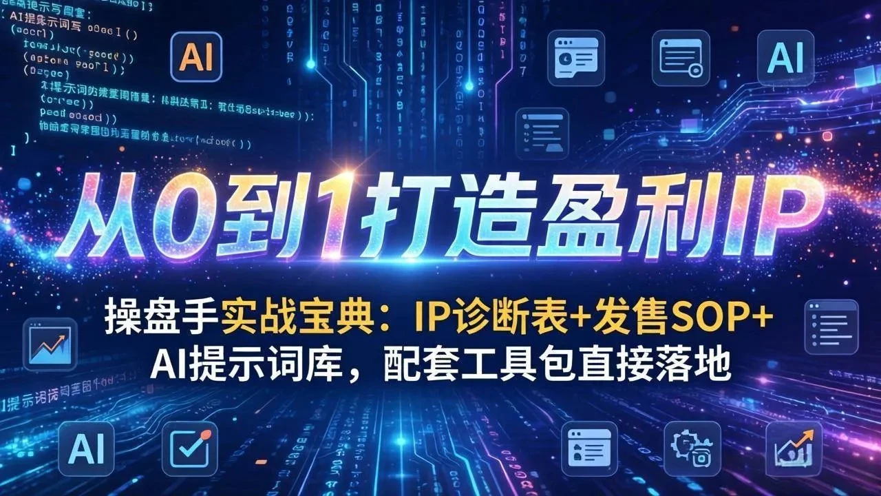 【精】操盘手实战宝典：IP诊断表+发售SOP+AI提示词库，配套工具包直接落地，从0到1打造盈利IP-创客之家