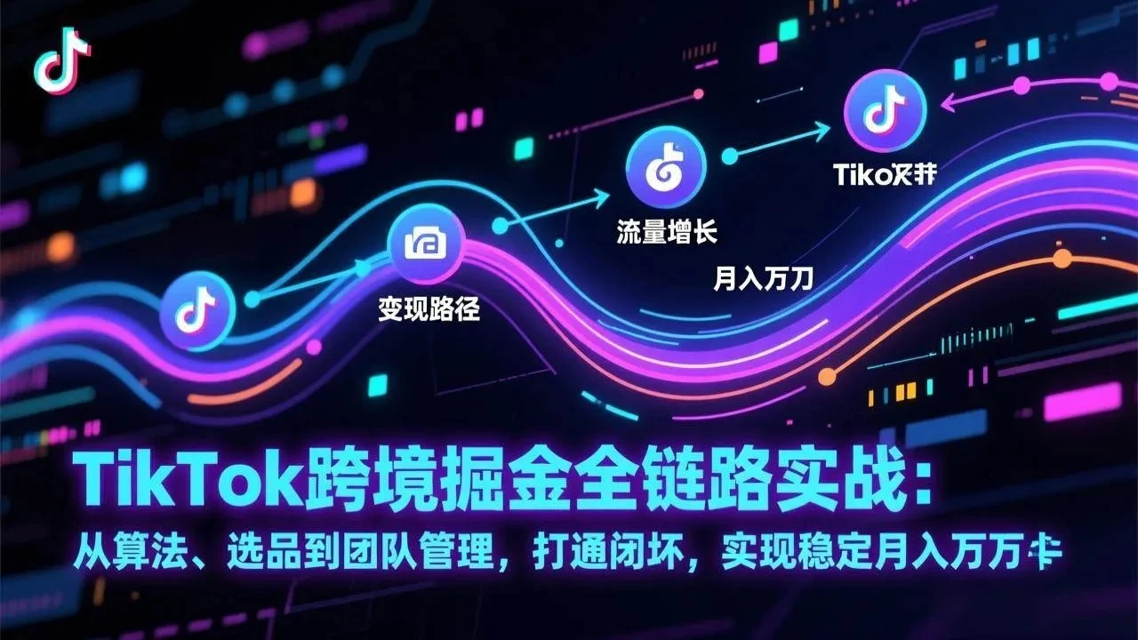 【精】TikTok跨境掘金全链路实战：从算法、选品到团队管理，打通闭环，实现稳定月入万刀-创客之家