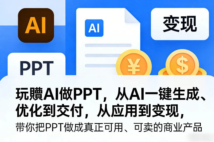 【精】玩赚AI做PPT 从生成优化到交付变现 零基础商业实战教程-创客之家