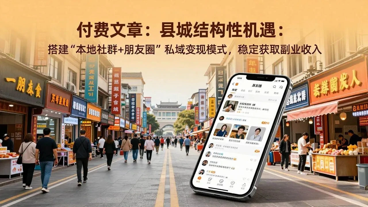 付费文章：县城结构性机遇：搭建“本地社群+朋友圈”私域变现模式，稳定获取副业收入-创客之家