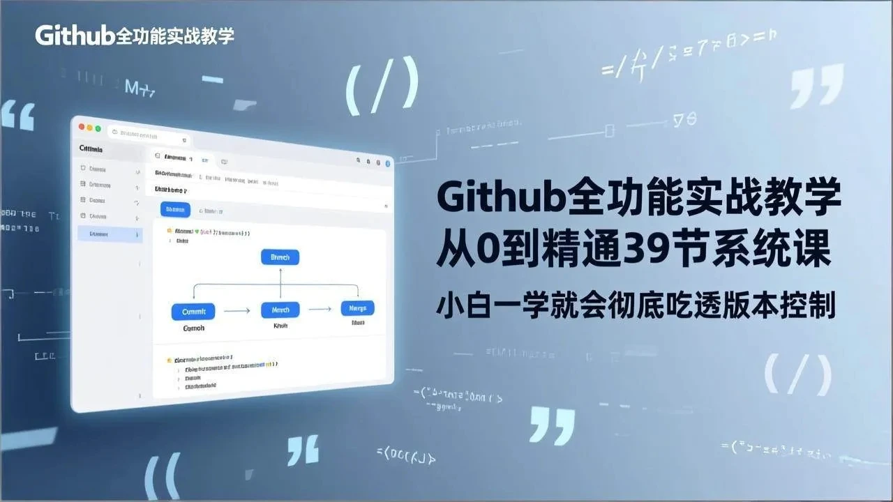 【精】GitHub-全功能实战教学，从0到精通39节系统课，小白一学就会彻底吃透版本控制-创客之家