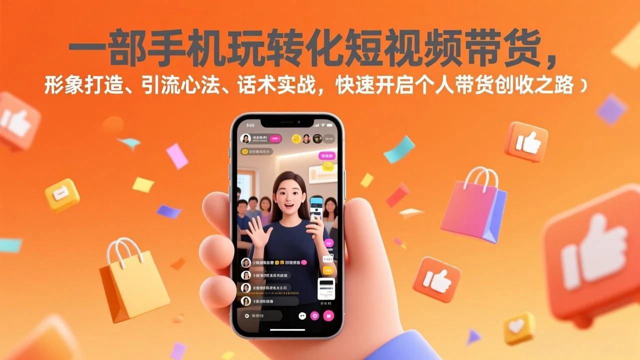 【精】一部手机玩转化短视频带货，形象打造、引流心法、话术实战，快速开启个人带货创收之路-创客之家