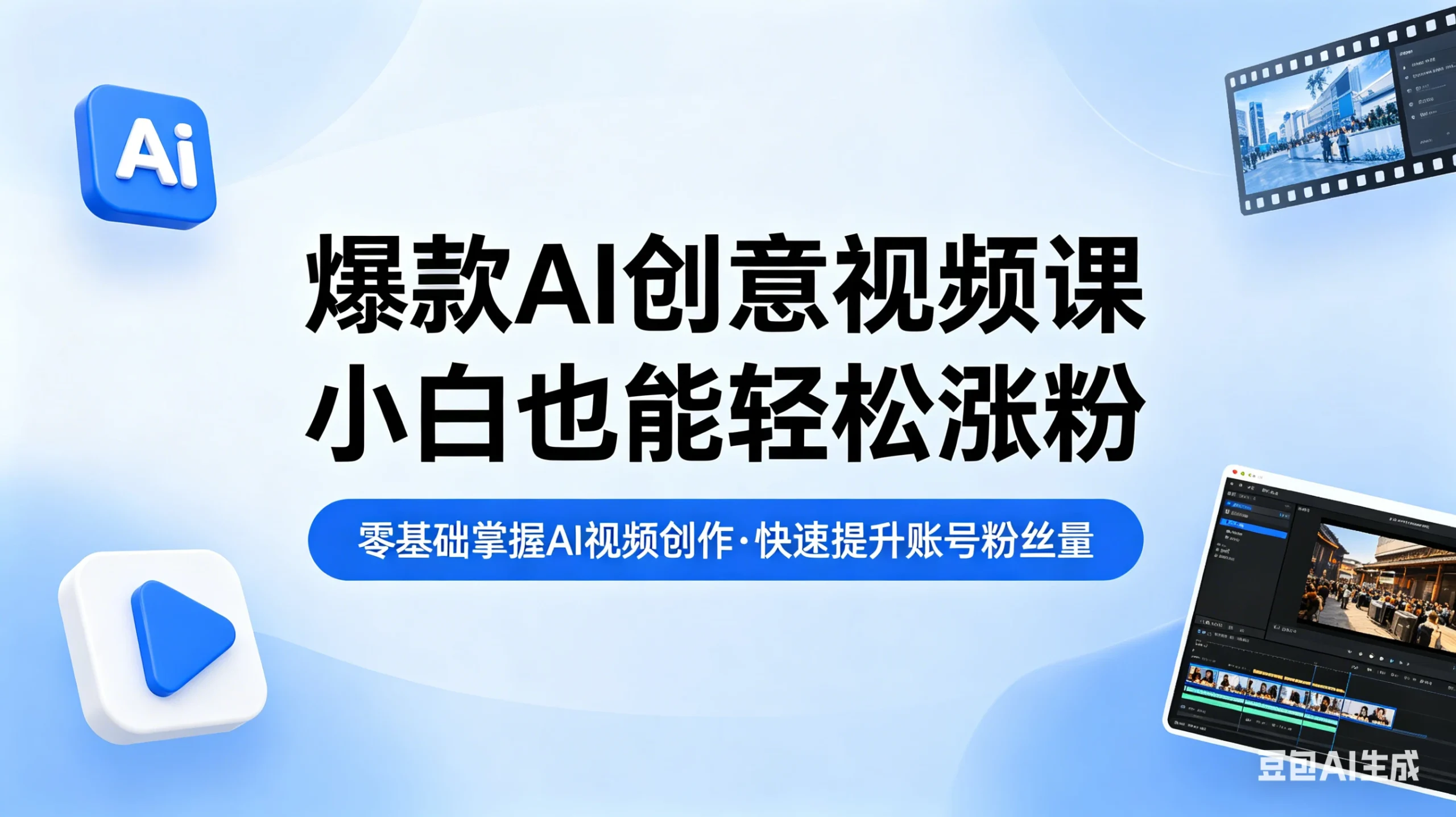 【精】爆款AI创意视频课，零基础掌握AI视频创作，快速提升账号粉丝量-创客之家