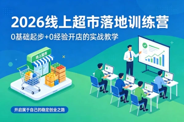 【精】2026线上超市落地训练营,0基础起步+0经验开店的实战教学,开启属于自己的稳定创业之路-创客之家