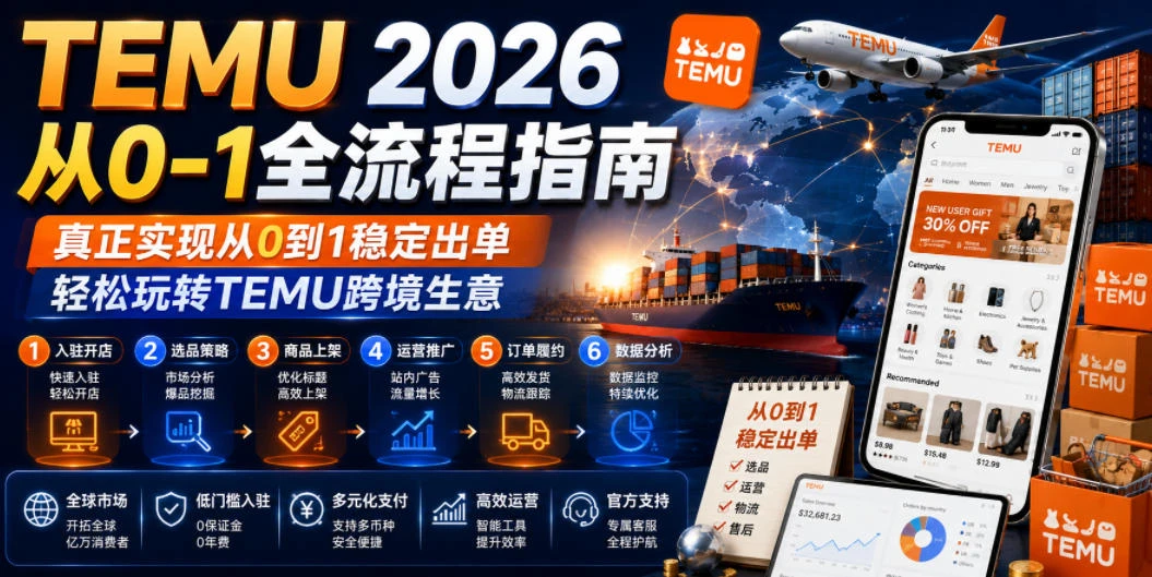 【精】TEMU 2026从0-1全流程指南,真正实现从0到1稳定出单,轻松玩转TEMU跨境生意-创客之家